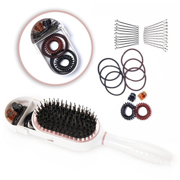 Travel Hair Brush Nylon Boar Bristle with 30 Accessories Storage Compact main image 7